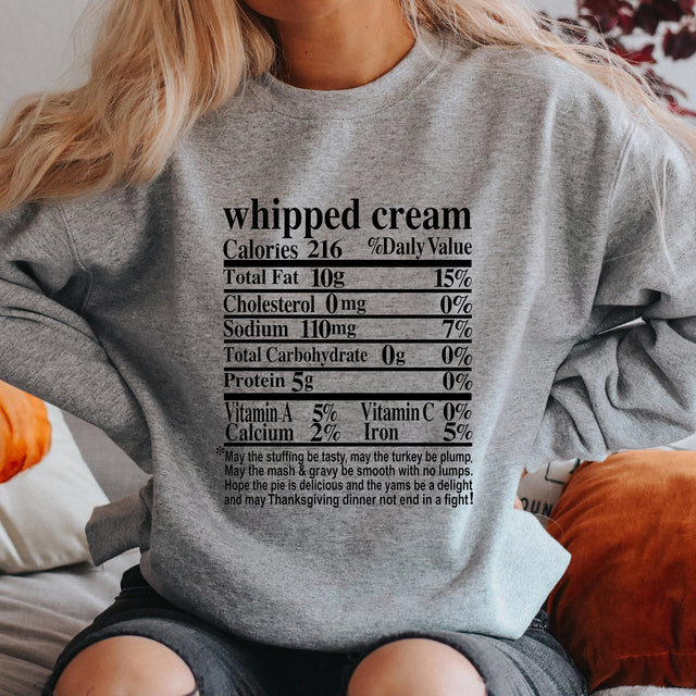 Nutrition Label Whipped Cream Black(ULTRA SOFT DTF)