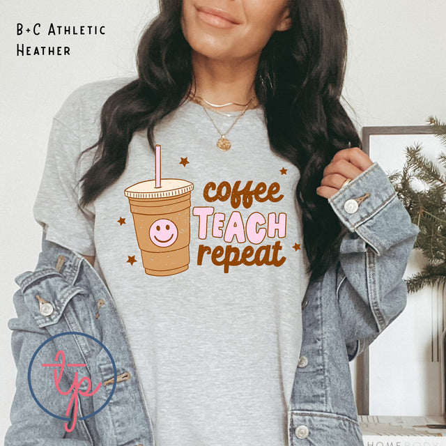 Coffee Teach Repeat Smiley (ULTRA SOFT DTF)
